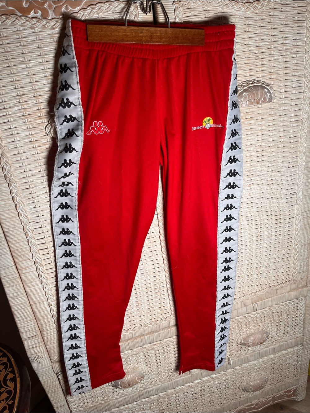 Kappa Womens Small Red Logo Track Pants with Side Tape